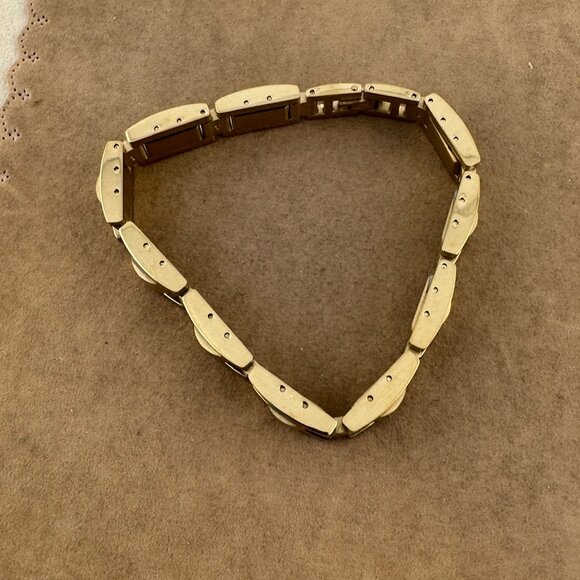 Vintage Stainless Steel Mans Heavy Bracelet 18K Gold Plated - Picture 4 of 6